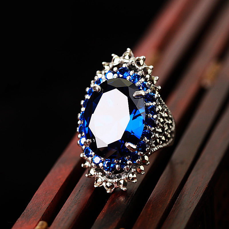 Vintage Thai Silver Gemstone Ring — Handcrafted Boho Jewelry