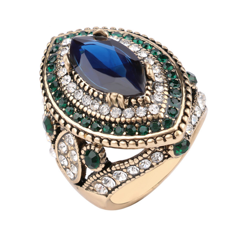Gold Plated Crystal Gemstone Ring Fashion