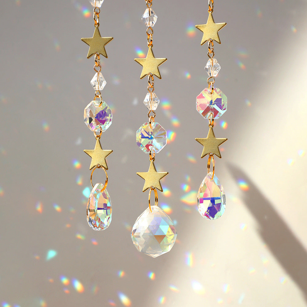 Natural Gravel Moon Hourglass Sun Catcher Pendant