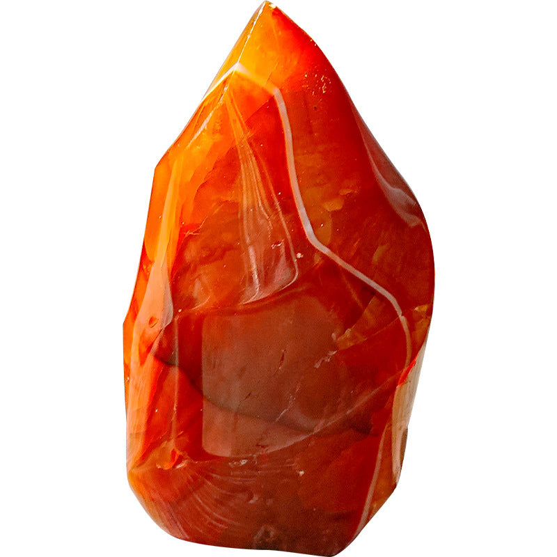 Natural Red Agate Torch Sculpture Crystal Stone Ore Specimen