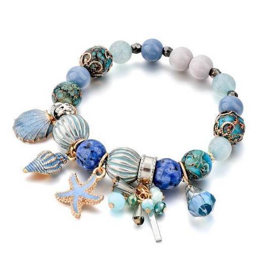 National Style Black Natural Stone Shell Beach Bracelet Jewelry