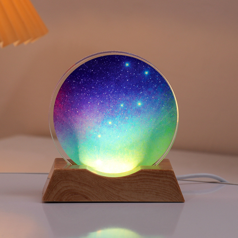 Astronaut Planet Table Lamp Crystal Night Light Illuminated Decorative Piece