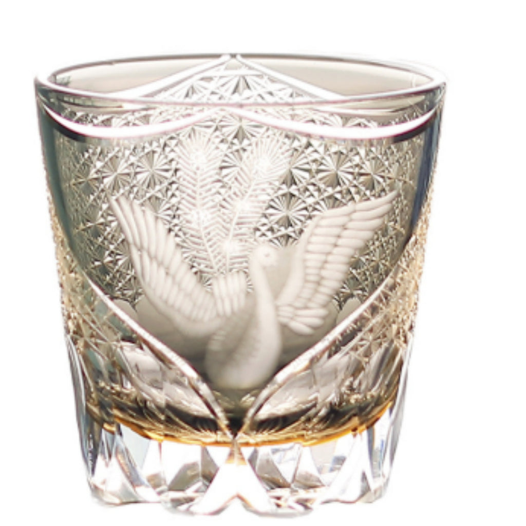 Hand-carved Crystal Glass Fluorite Whiskey Glass