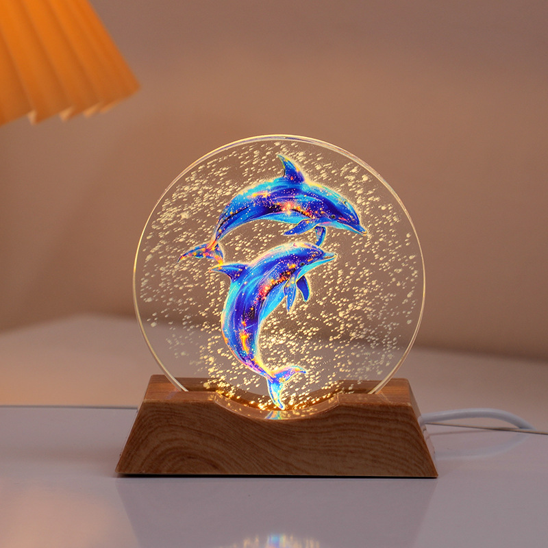 Astronaut Planet Table Lamp Crystal Night Light Illuminated Decorative Piece
