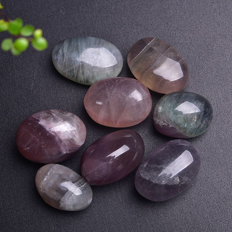 Natural Crystal Crushed Stone Rough Color Fluorite Rolling Stone Handle