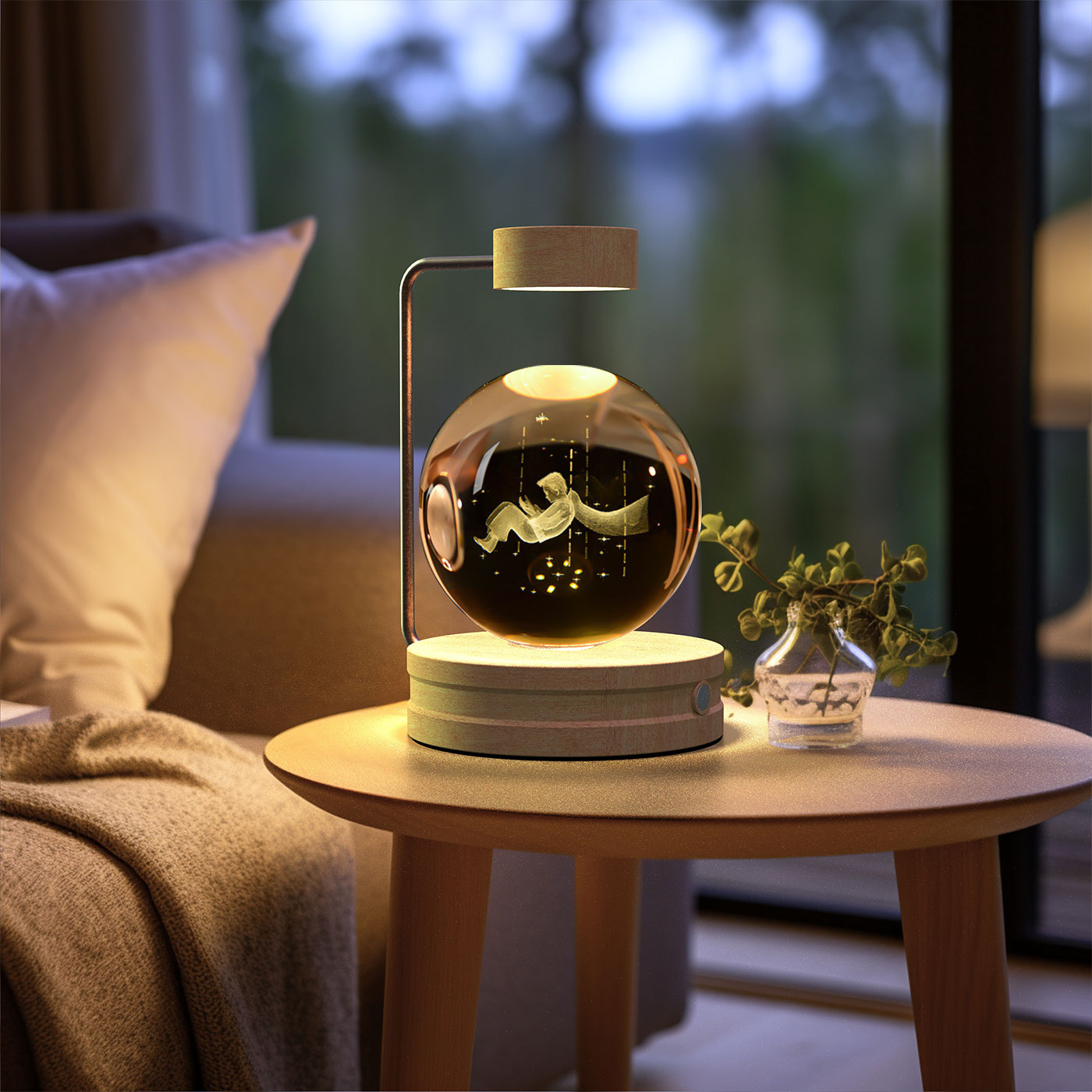 Crystal Ball Night Light – 3D Cosmic LED Bedside Lamp