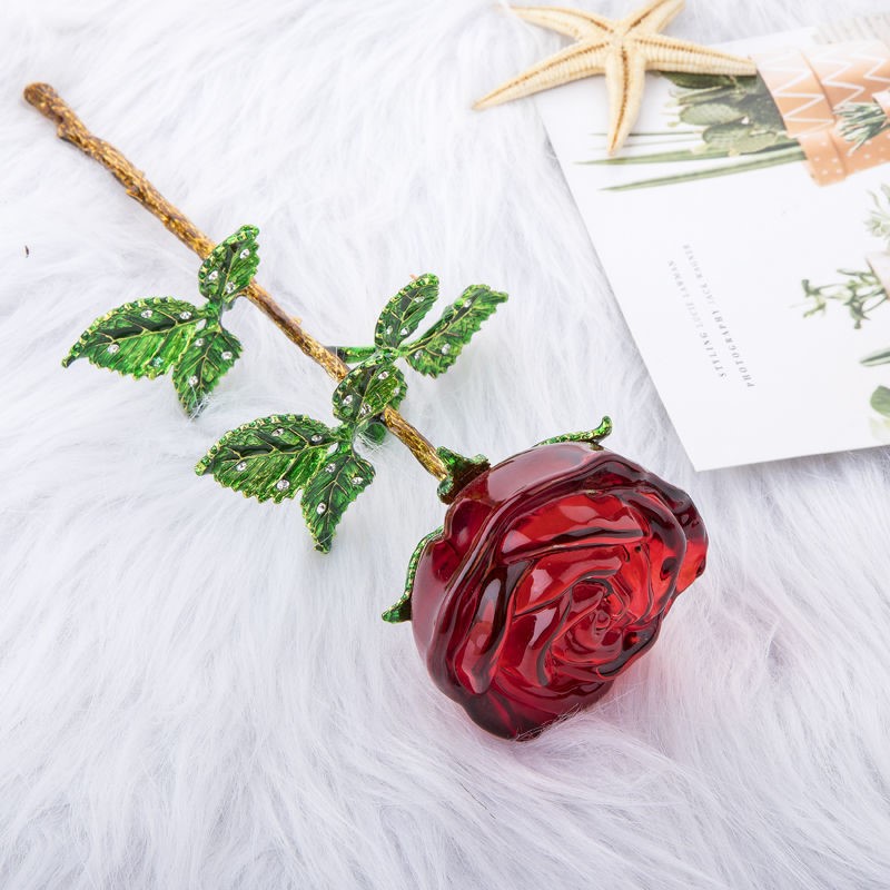 Household Fashion Glass Crystal Rose Gift