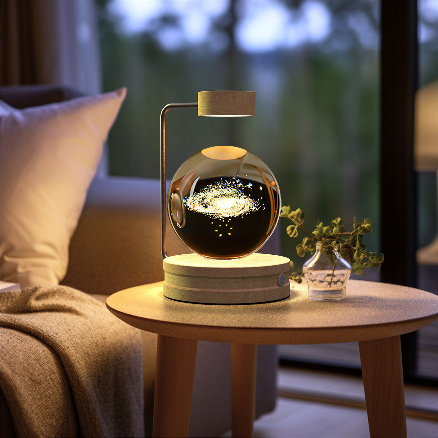 Crystal Ball Night Light – 3D Cosmic LED Bedside Lamp
