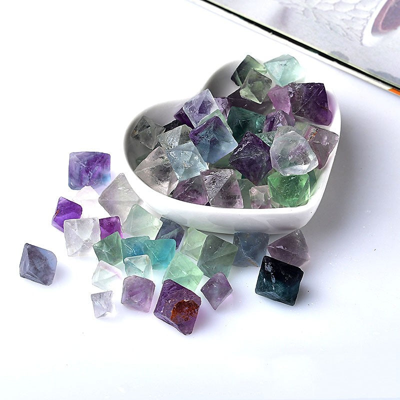 Natural Fluorite Raw Crystal Cluster — Purple, Green, Blue & White