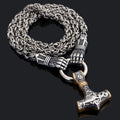 Rune Palm Circle Pendant Chain Necklace