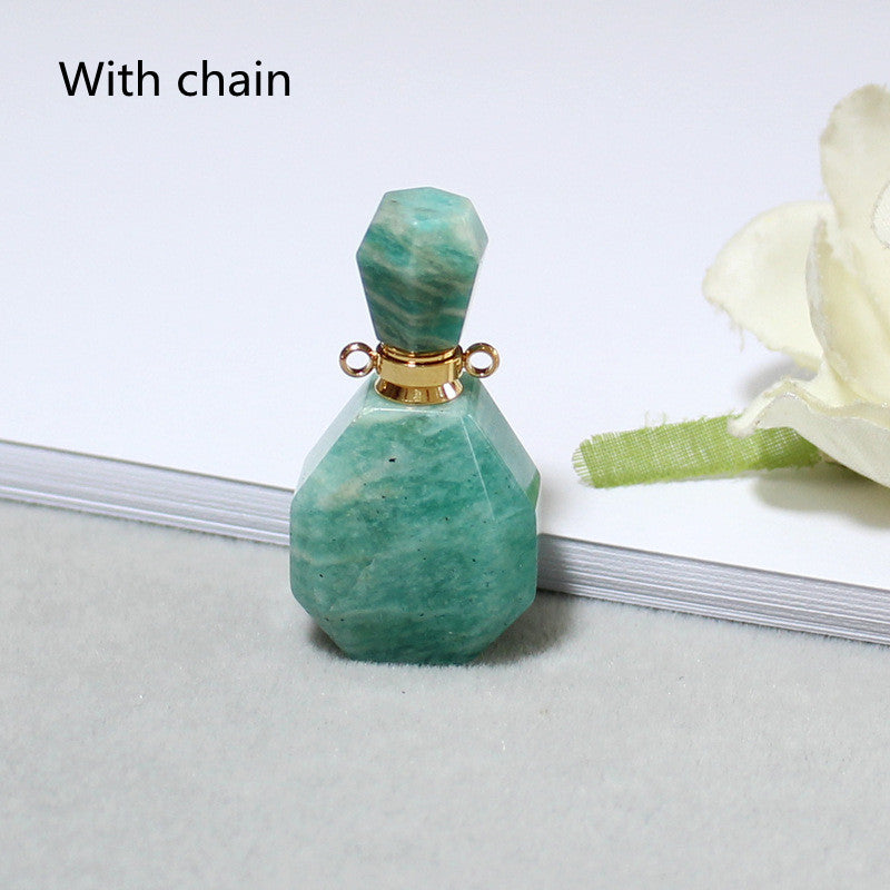 Amethyst Green Fluorite Gold Double Ring Pendant