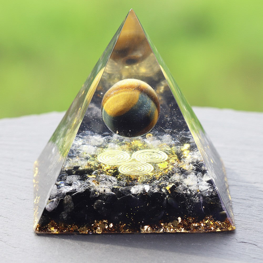 Crystal Ball Pyramid – Crushed Stone Drip Design | Energy Décor