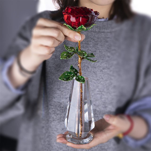 Household Fashion Glass Crystal Rose Gift