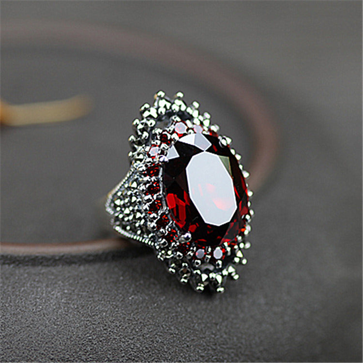Vintage Thai Silver Gemstone Ring — Handcrafted Boho Jewelry