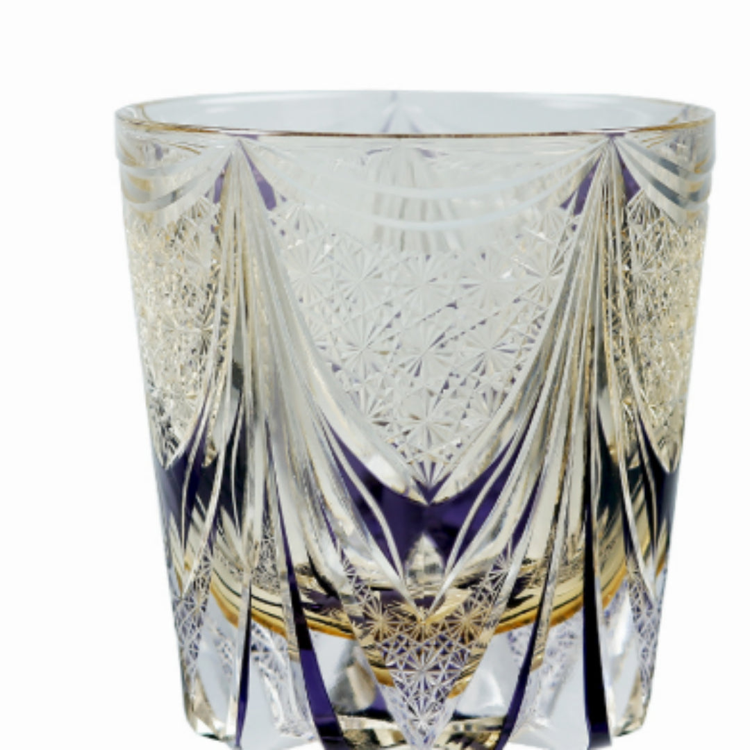 Hand-carved Crystal Glass Fluorite Whiskey Glass