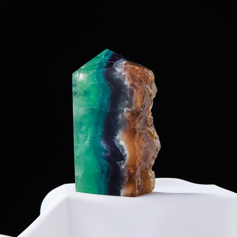 Irregular Thin Ornaments Decorated With Slices Of Natural Fluorite