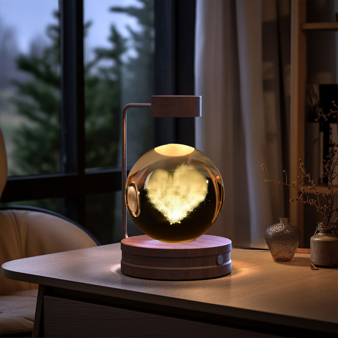 Crystal Ball Night Light – 3D Cosmic LED Bedside Lamp