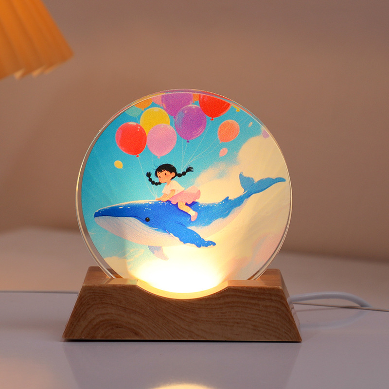 Astronaut Planet Table Lamp Crystal Night Light Illuminated Decorative Piece