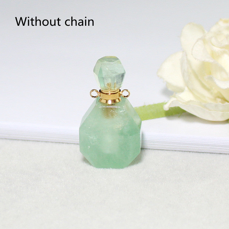 Amethyst Green Fluorite Gold Double Ring Pendant