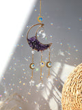 Natural Gravel Moon Hourglass Sun Catcher Pendant