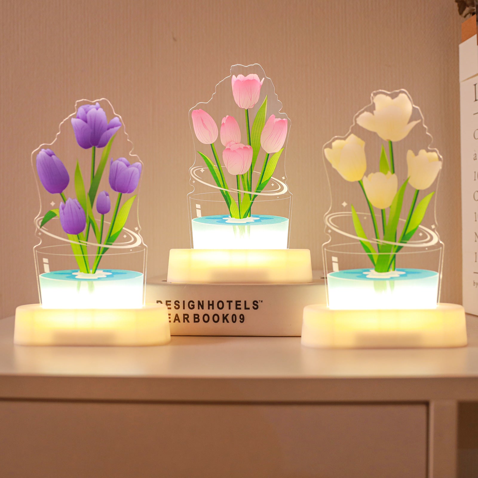UV Color Printing Tulip Light Decorative Ornaments Small Night Lamp Home Decor
