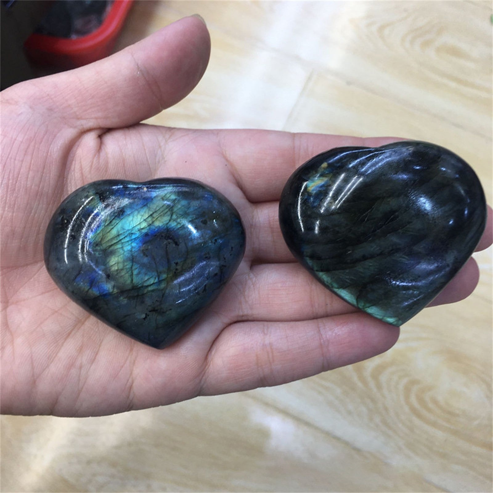 Crystal Labradorite Palm Stone — Healing Quartz Gemstone
