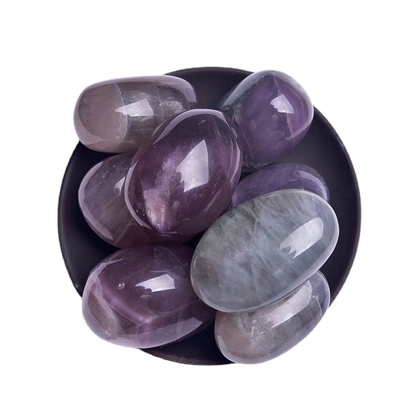 Natural Crystal Crushed Stone Rough Color Fluorite Rolling Stone Handle