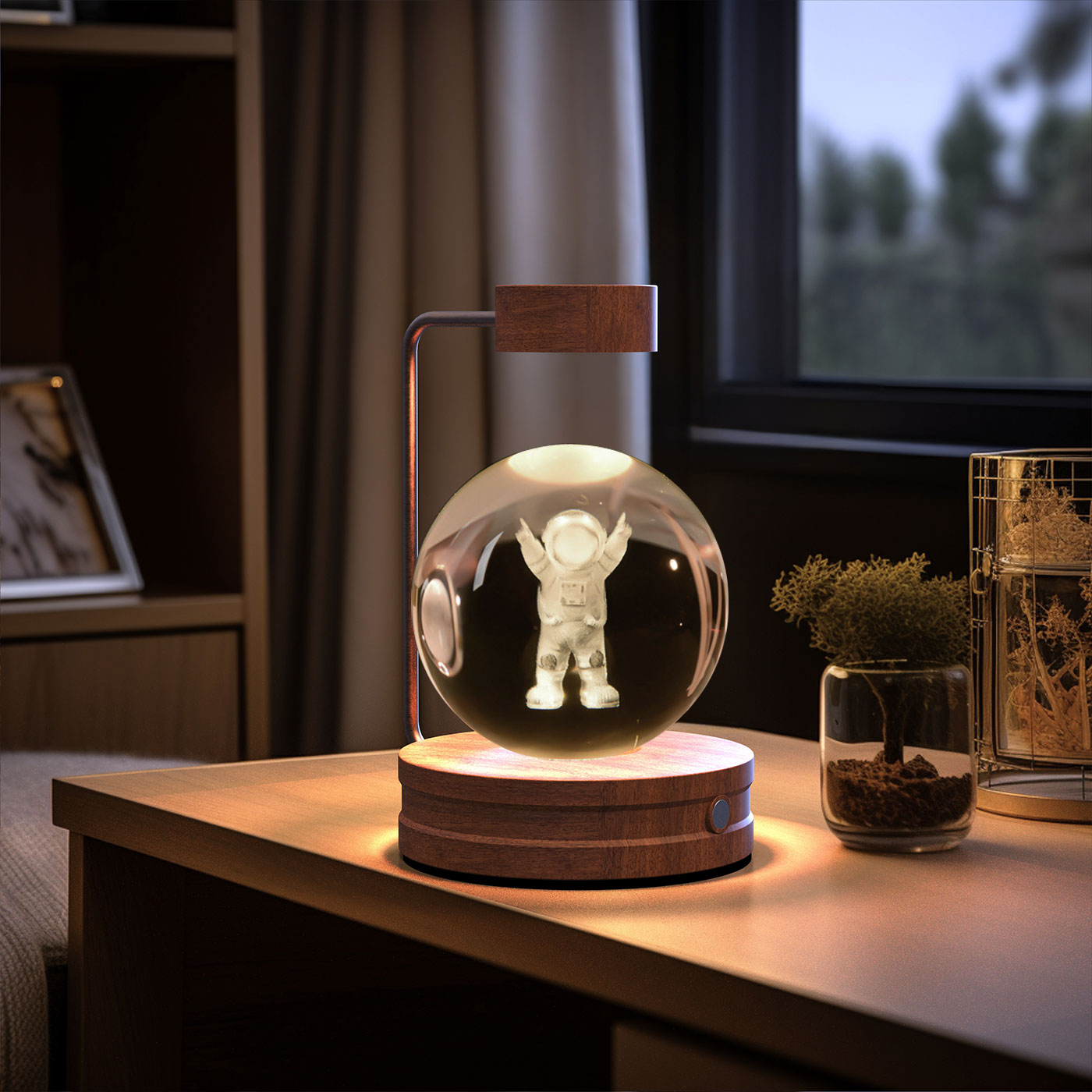 Crystal Ball Night Light – 3D Cosmic LED Bedside Lamp