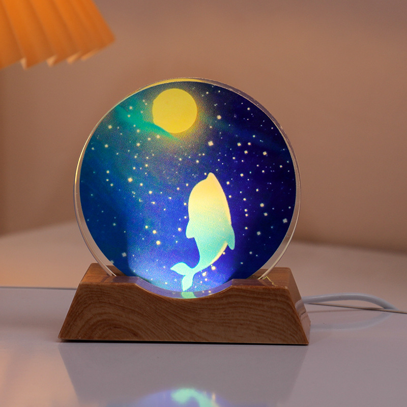Astronaut Planet Table Lamp Crystal Night Light Illuminated Decorative Piece