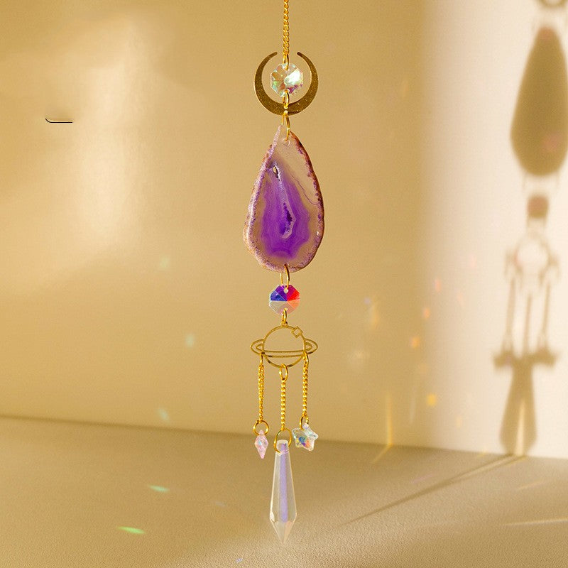 Natural Colorful Agate Slices Sun Catcher Pendant