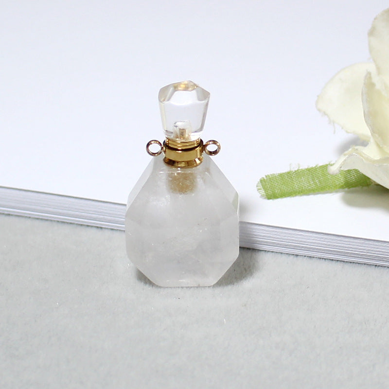 Amethyst Green Fluorite Gold Double Ring Pendant