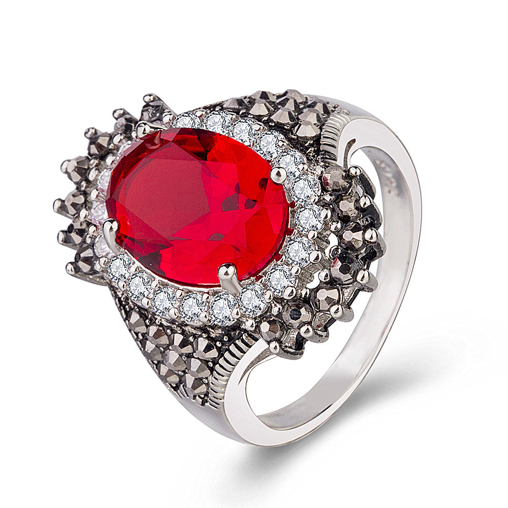Vintage Thai Silver Gemstone Ring — Handcrafted Boho Jewelry