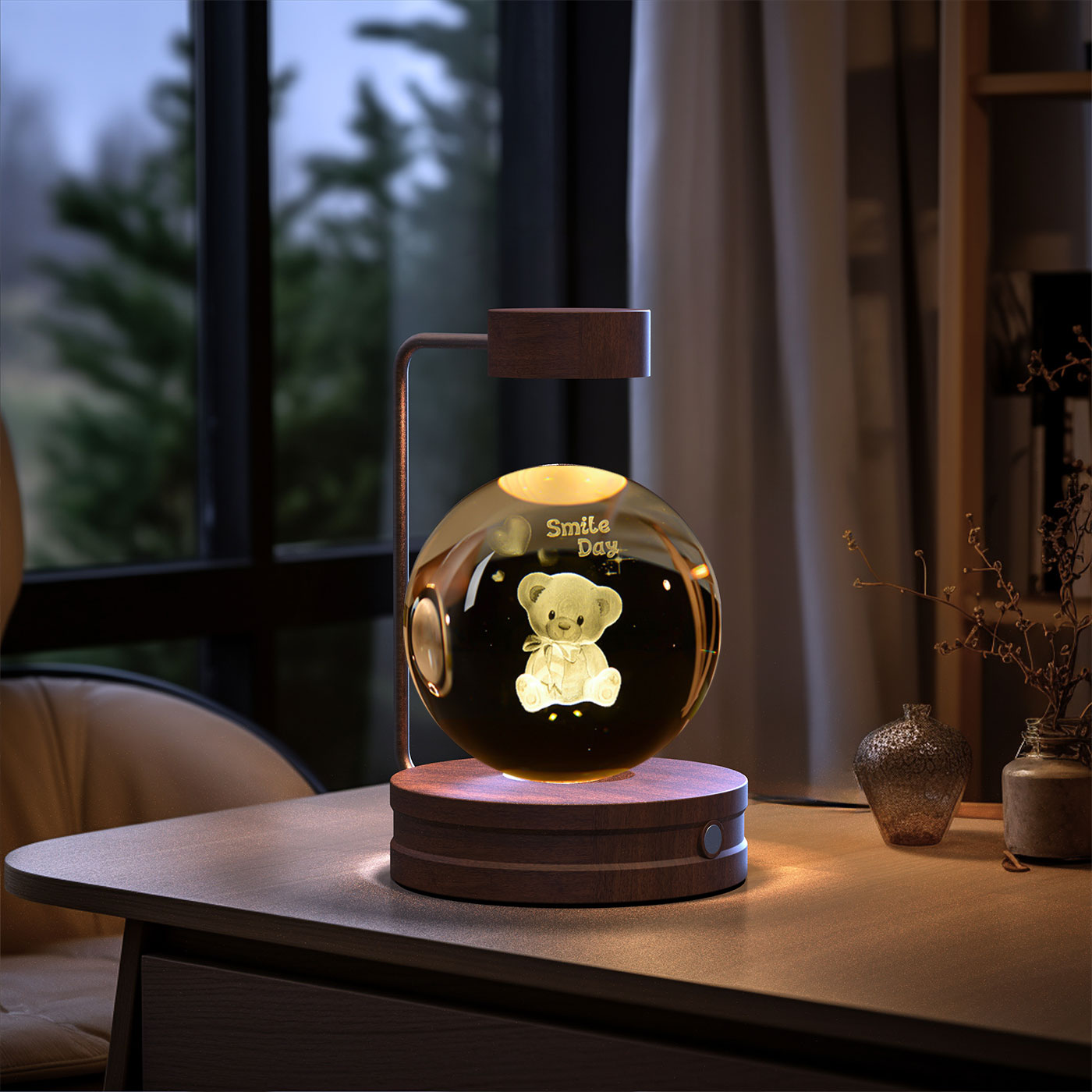 Crystal Ball Night Light – 3D Cosmic LED Bedside Lamp