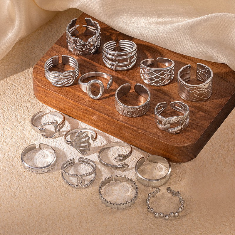 Fashion Personalized New Fishtail Palm Plaid Ring