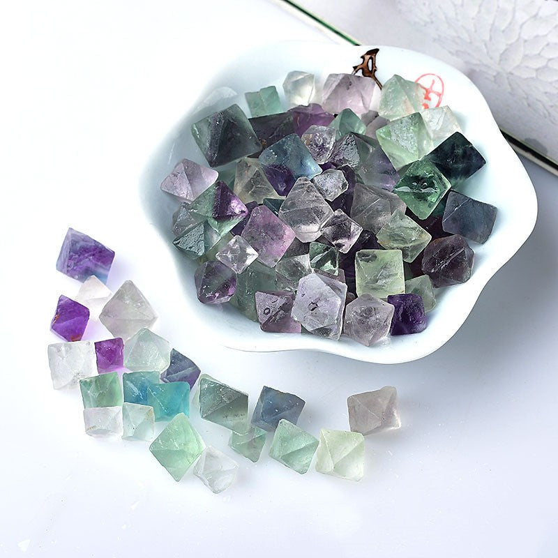 Natural Fluorite Raw Crystal Cluster — Purple, Green, Blue & White