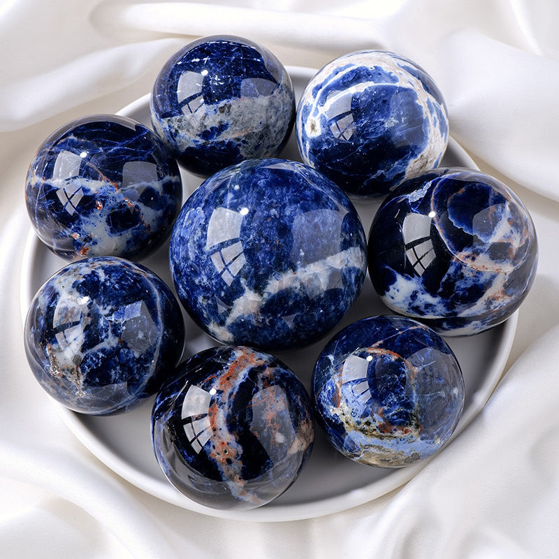 Natural Blue Stone Crystal Ball – Healing Energy Ornament