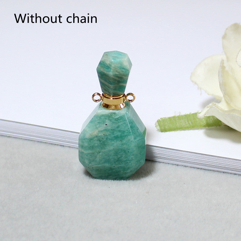 Amethyst Green Fluorite Gold Double Ring Pendant