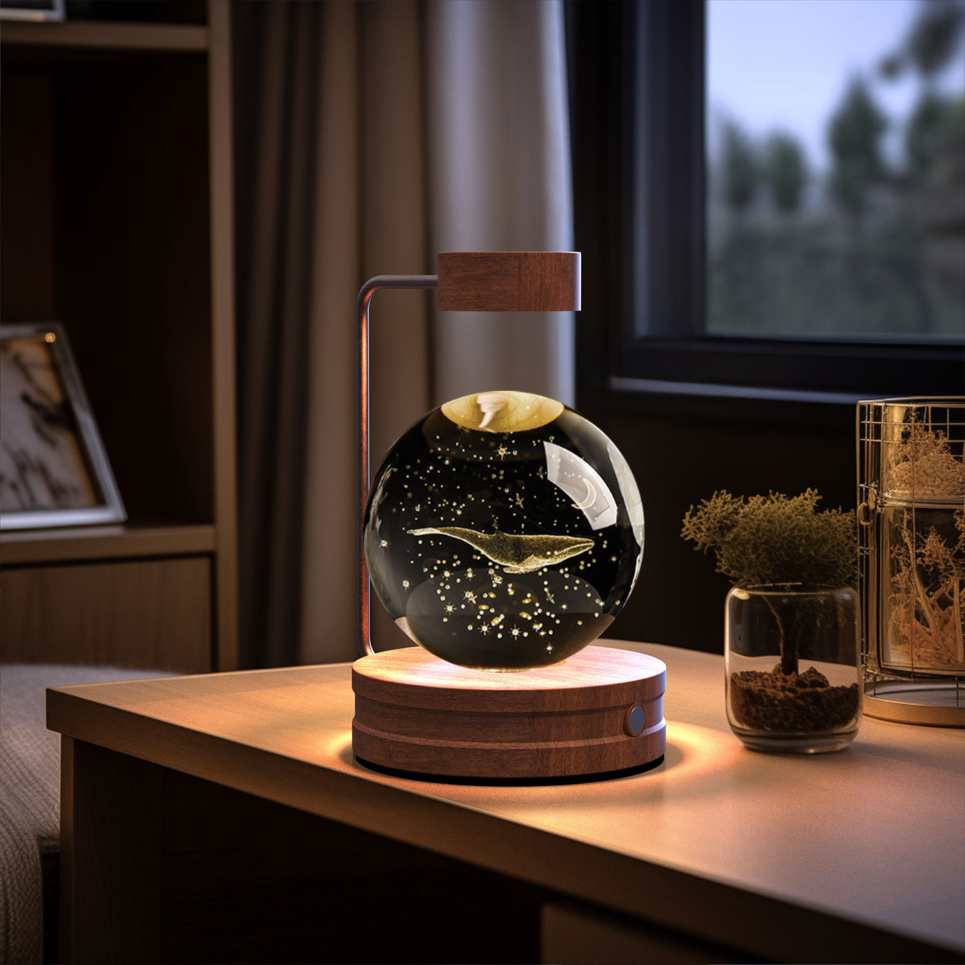 Crystal Ball Night Light – 3D Cosmic LED Bedside Lamp