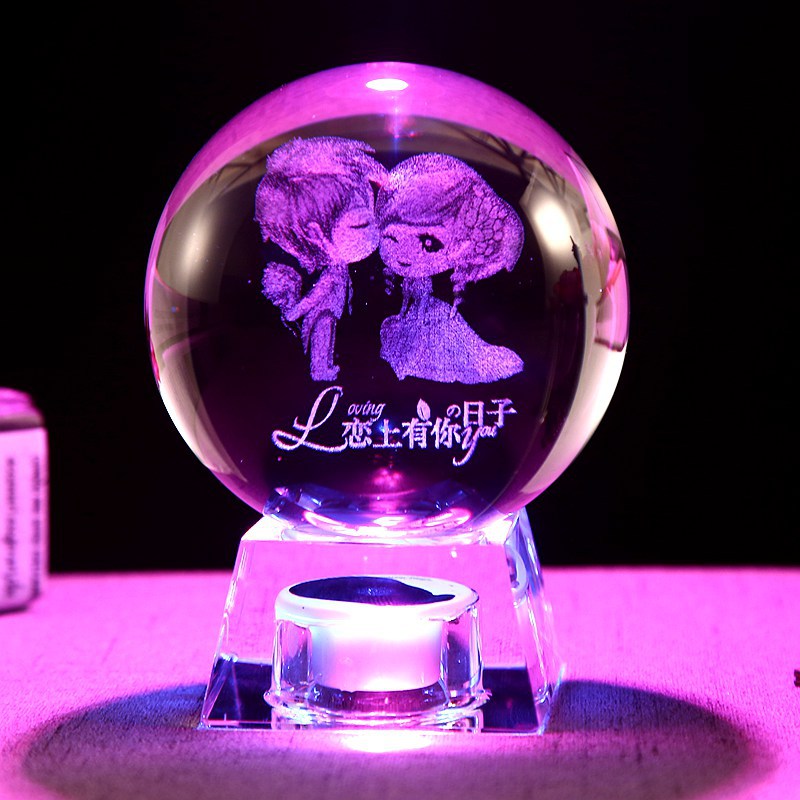 Exquisite Crystal Ball Gift Set — With LED Light Base