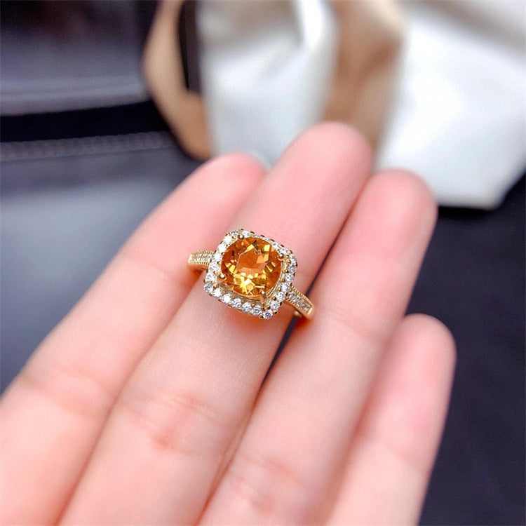 Natural Brazilian Citrine Ring – Silver Inlay | Luck & Prosperity