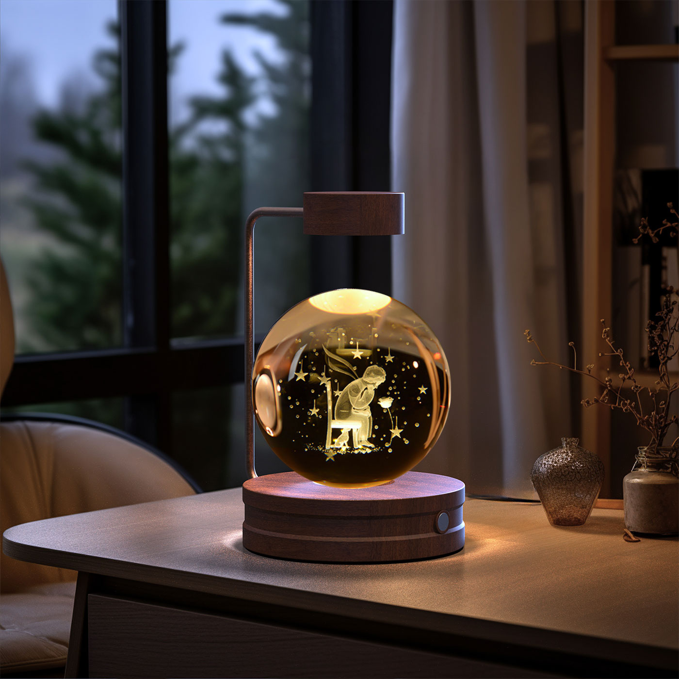 Crystal Ball Night Light – 3D Cosmic LED Bedside Lamp