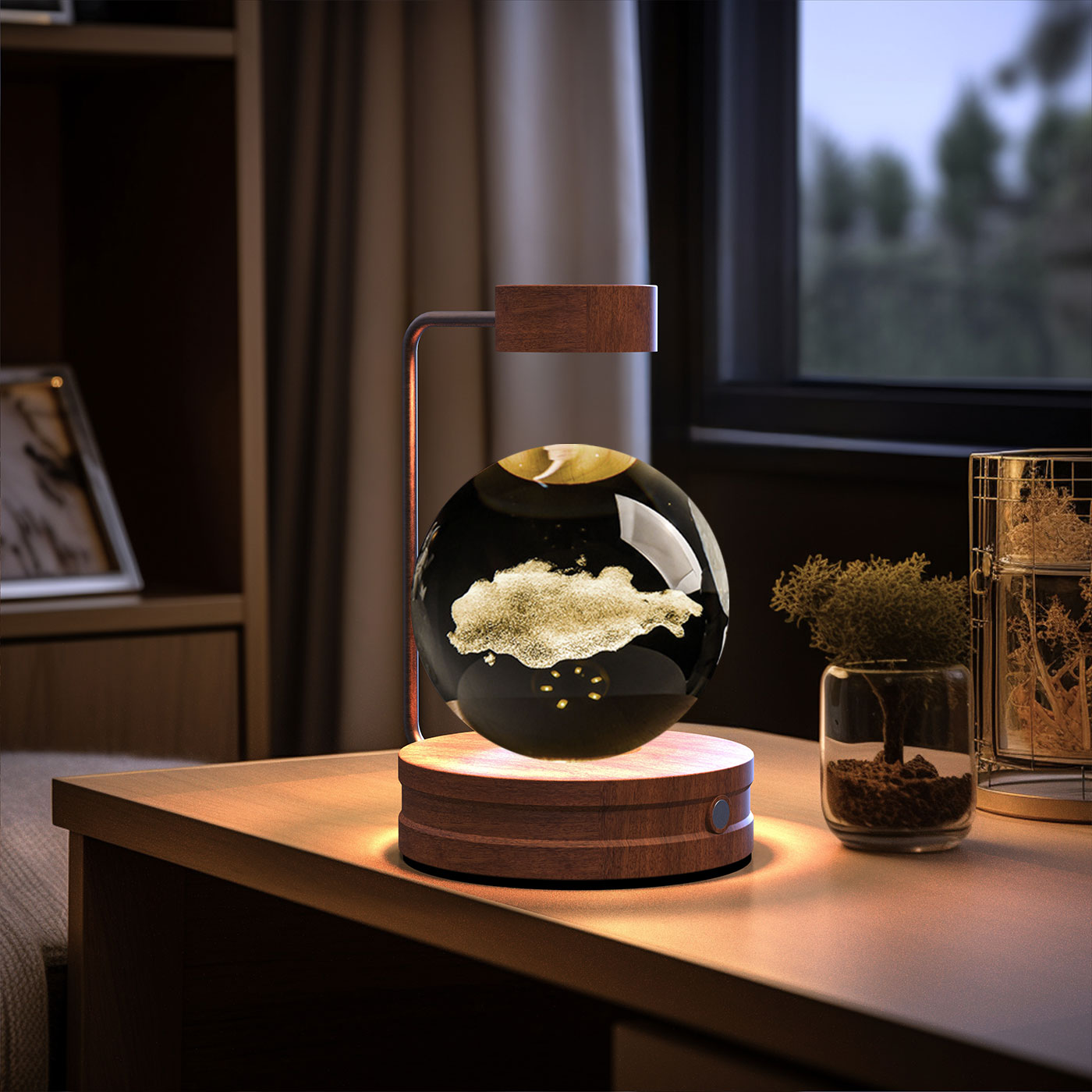 Crystal Ball Night Light – 3D Cosmic LED Bedside Lamp