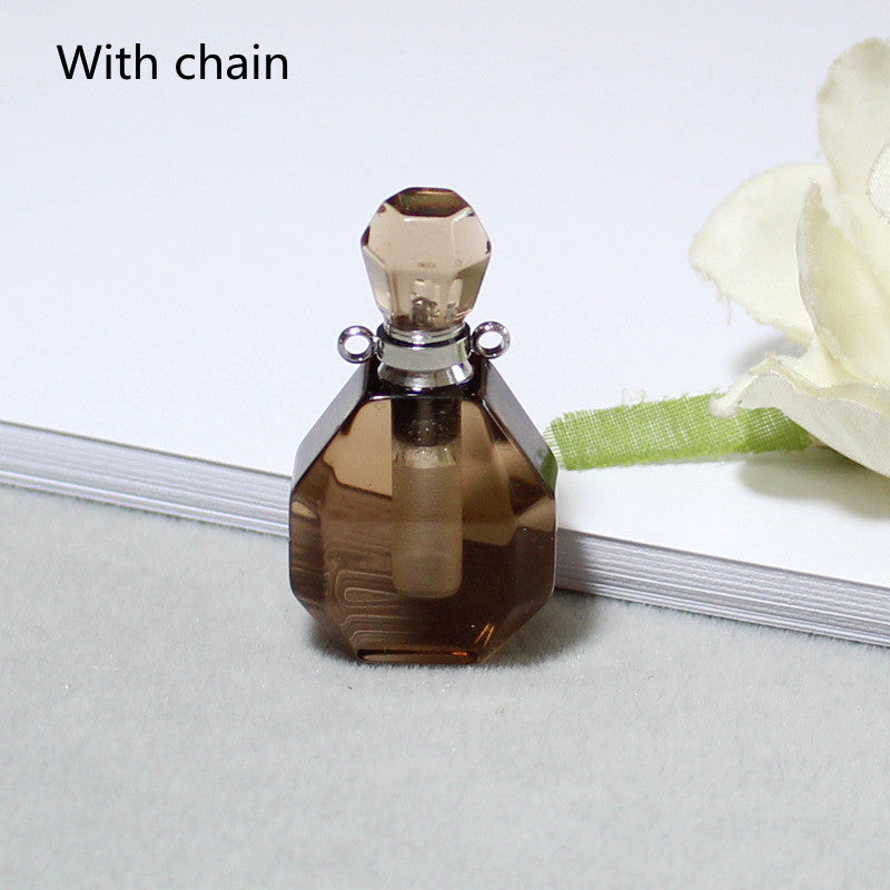 Amethyst Green Fluorite Gold Double Ring Pendant