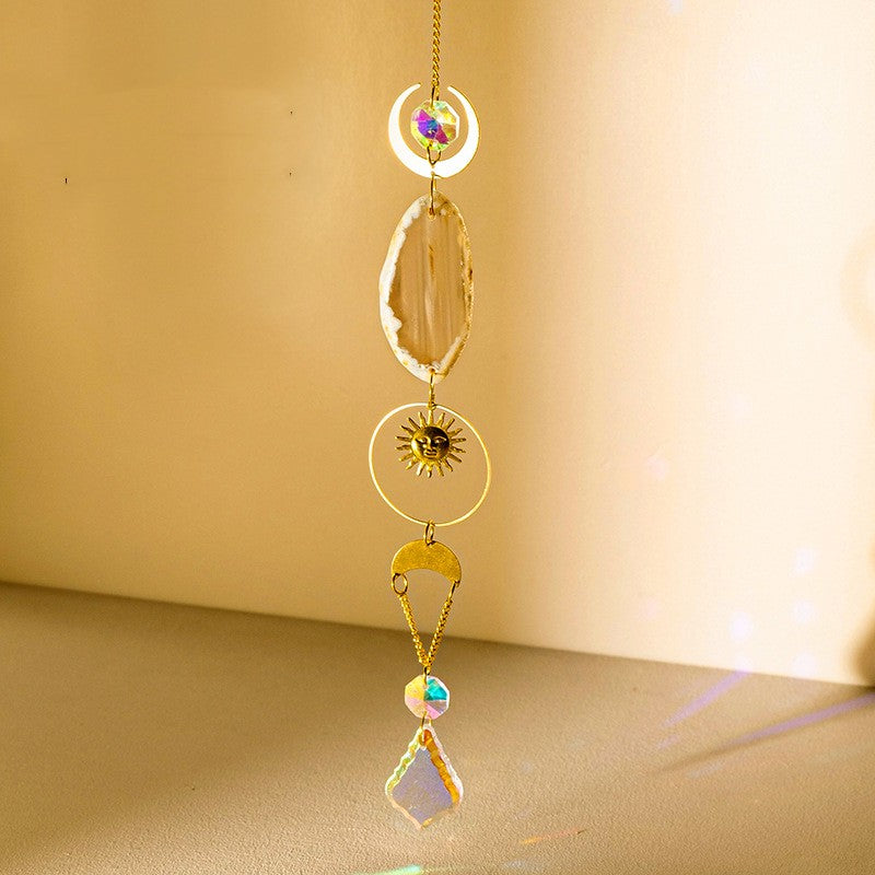 Natural Colorful Agate Slices Sun Catcher Pendant