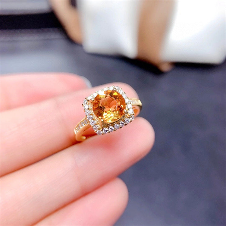Natural Brazilian Citrine Ring – Silver Inlay | Luck & Prosperity