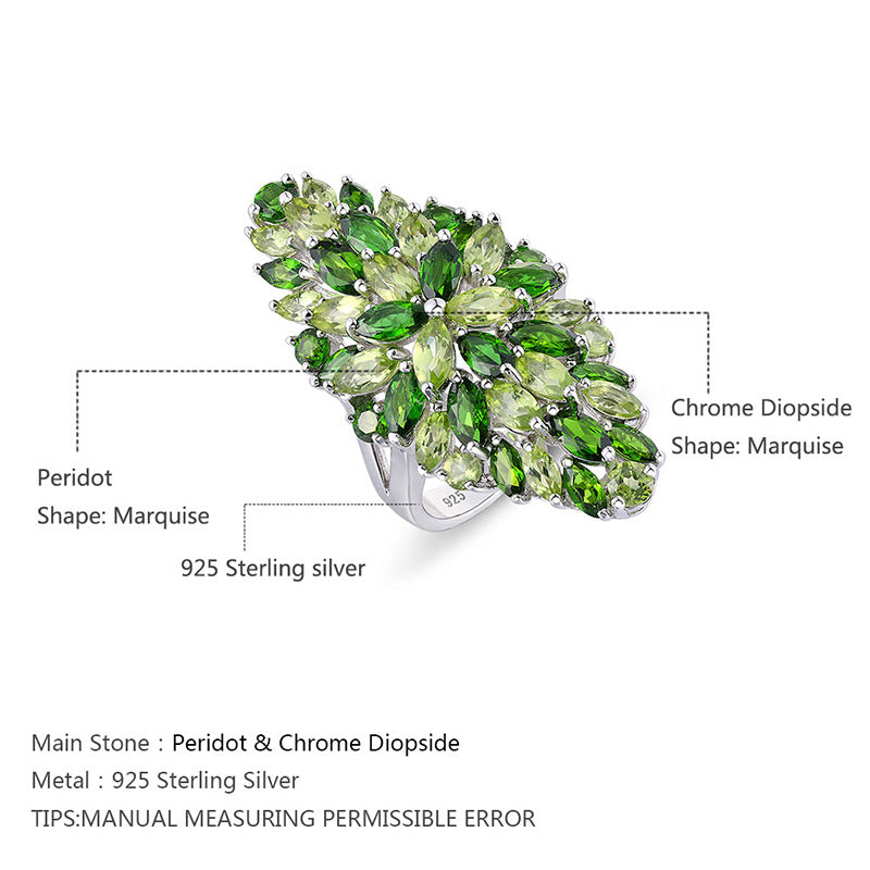 Ambilight Gemstone Inlaid Peridot Ring — Green Crystal Elegance