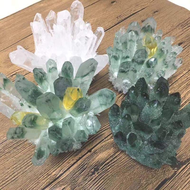 White Green Crystal Cluster Rough Stone Specimen Home Decoration Technology