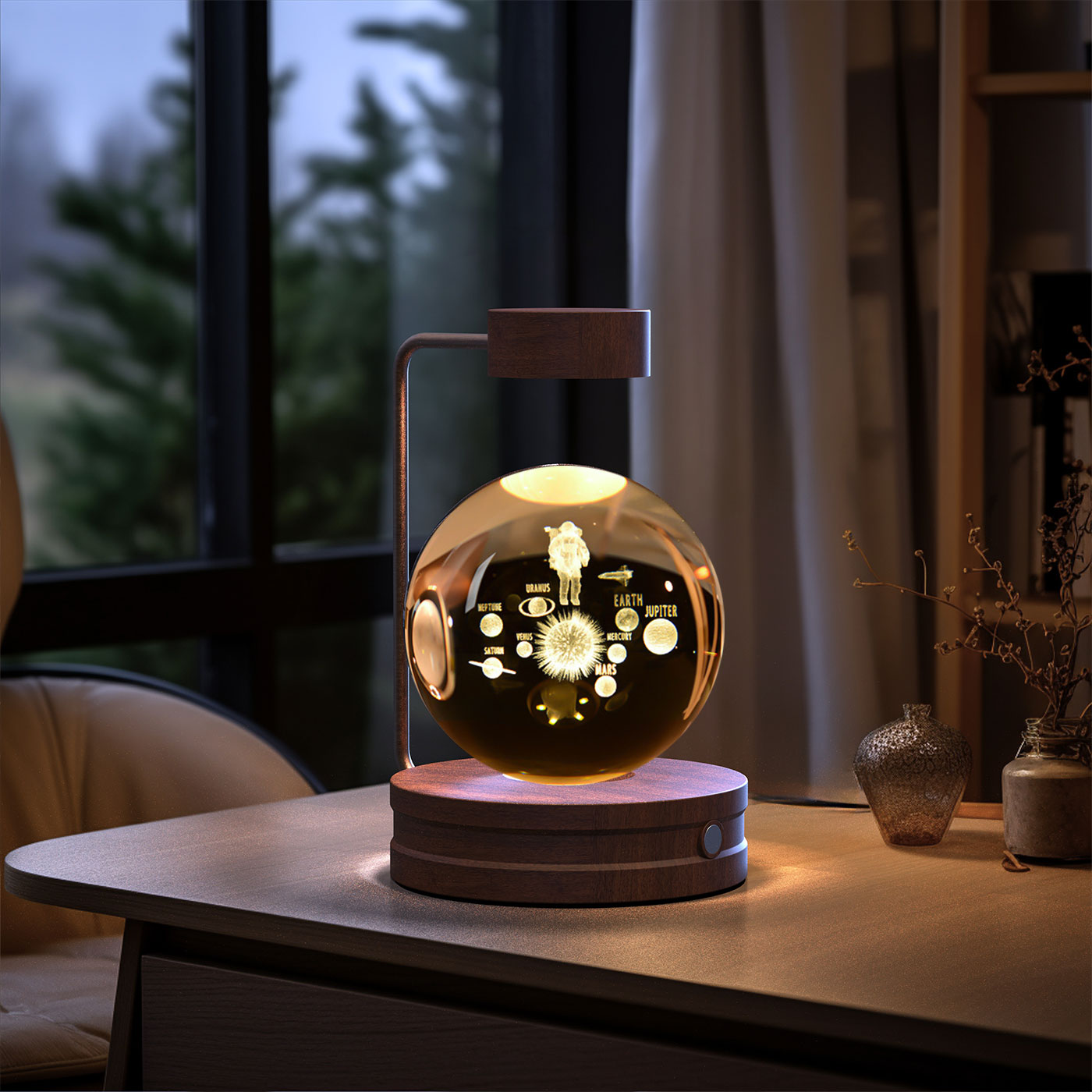 Crystal Ball Night Light – 3D Cosmic LED Bedside Lamp
