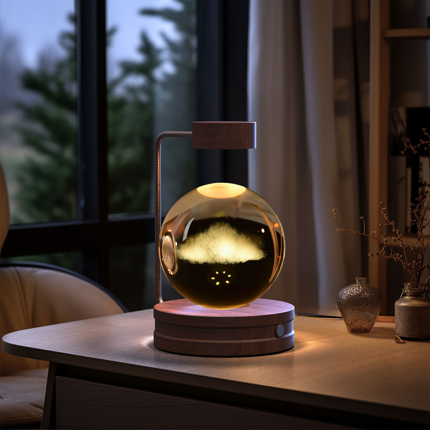 Crystal Ball Night Light – 3D Cosmic LED Bedside Lamp