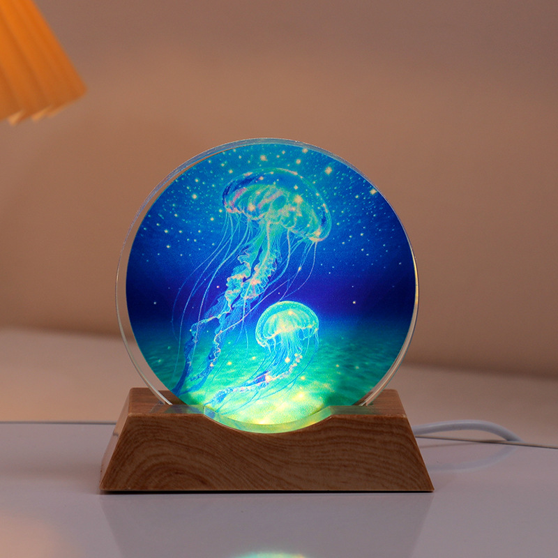 Astronaut Planet Table Lamp Crystal Night Light Illuminated Decorative Piece
